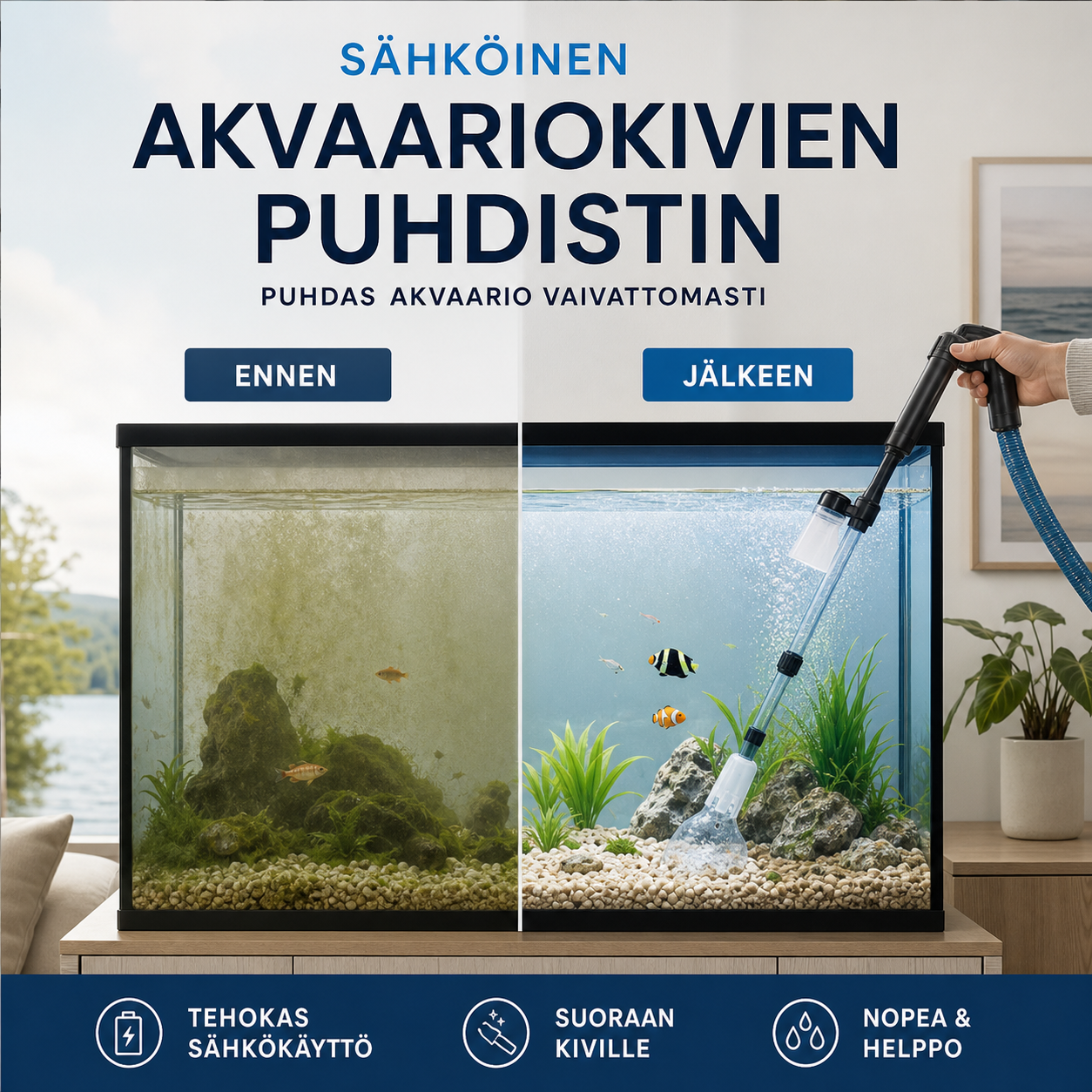 Sähköinen akvaariokivien puhdistin