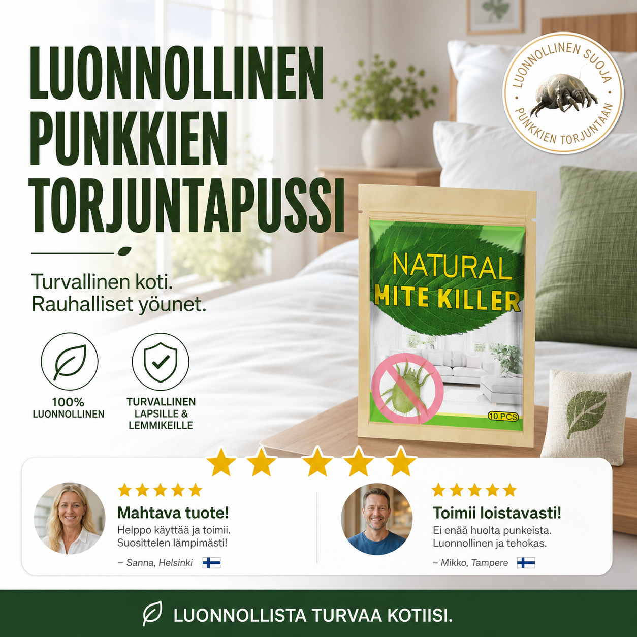 Luonnollinen punkkien torjuntapussi