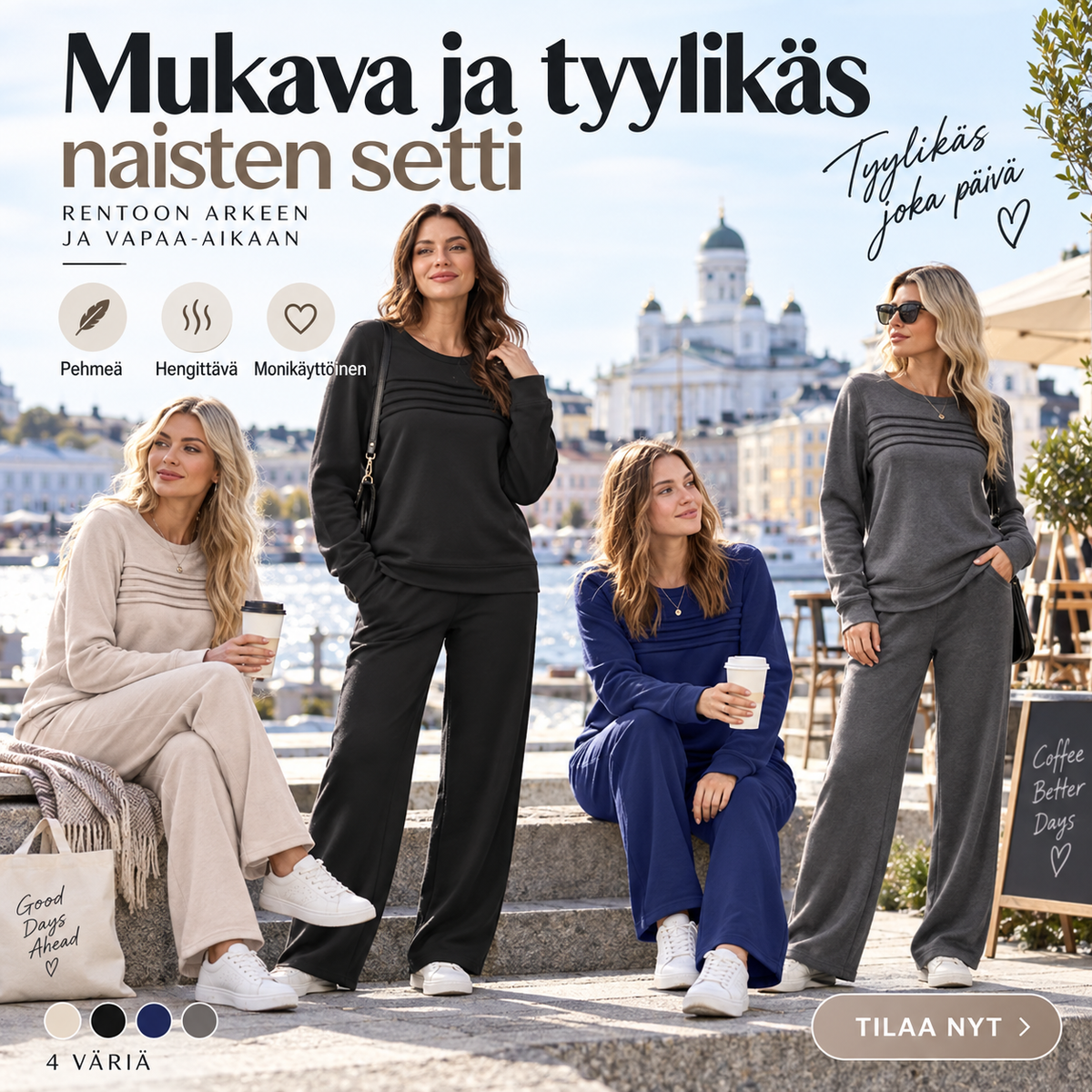 💓 Mukava ja tyylikäs naisten settti – pyöreäpääntiepaita + kiristysnyörihousut! 50% alennus – viimeinen päivä! 🔥