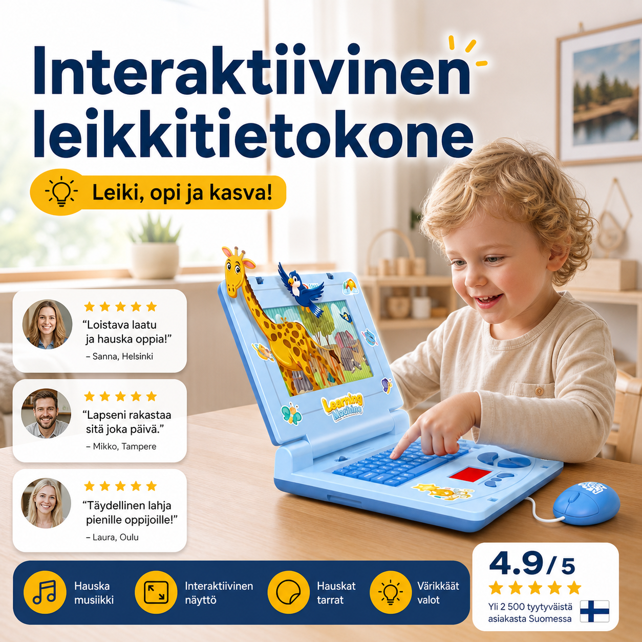 💻 -50%! 🧸 Interaktiivinen leikkitietokone – valoja, ääniä ja opettavaisia pelejä – kehittää luovuutta ja motorisia taitoja leikin kautta 🎵