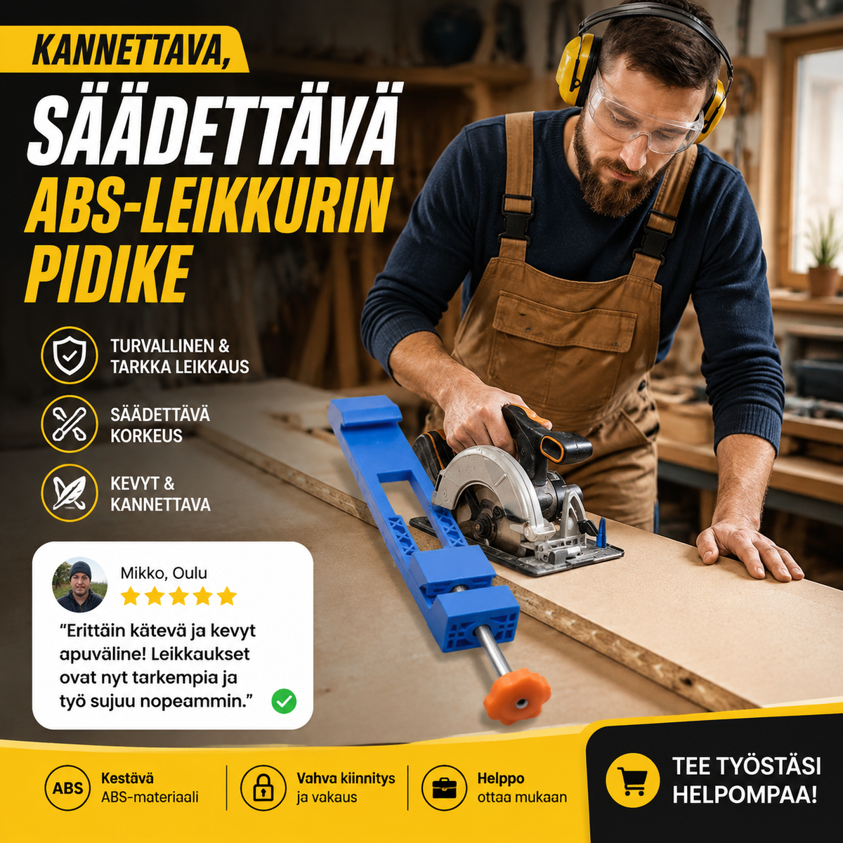 Kannettava, säädettävä ABS-leikkurin pidike