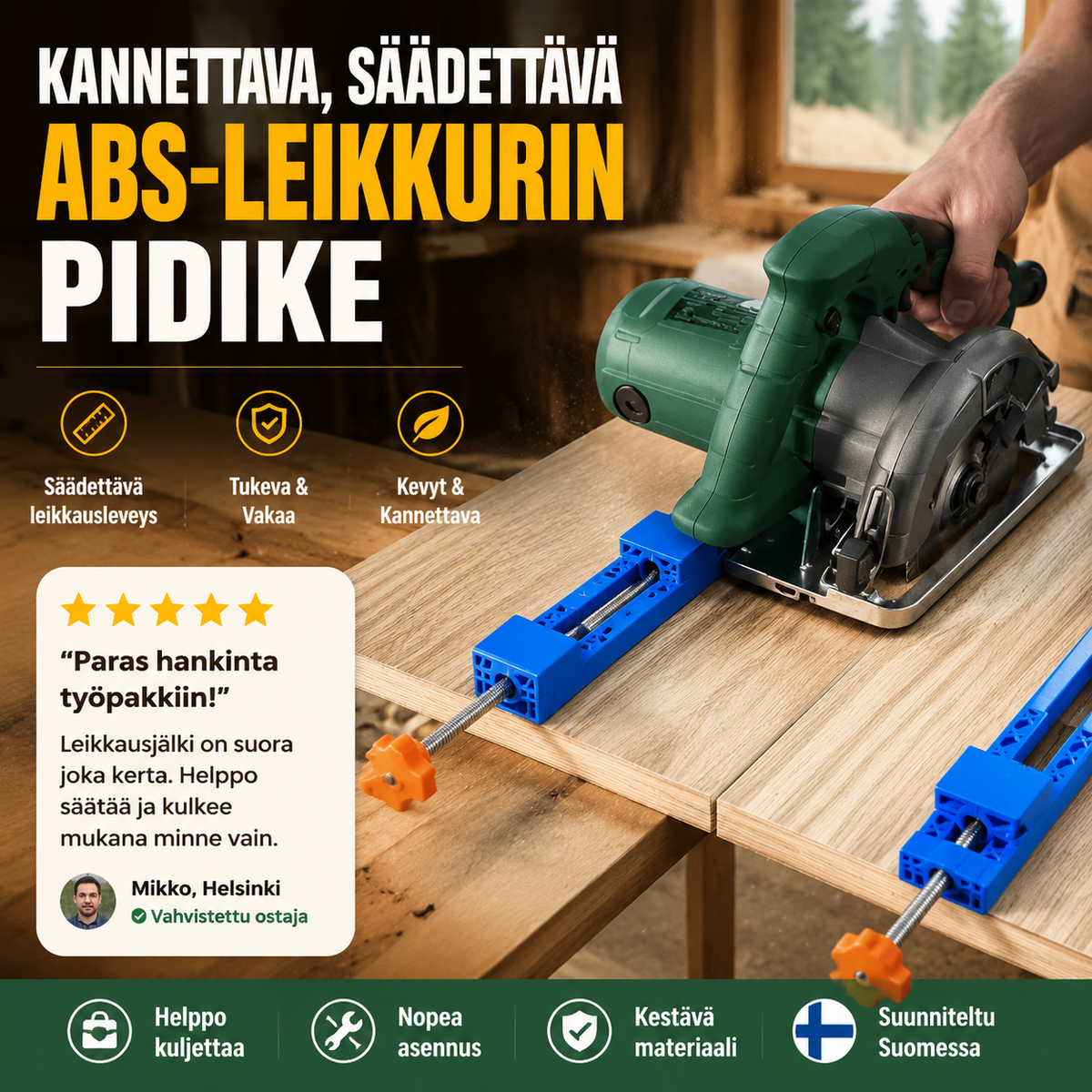 Kannettava, säädettävä ABS-leikkurin pidike