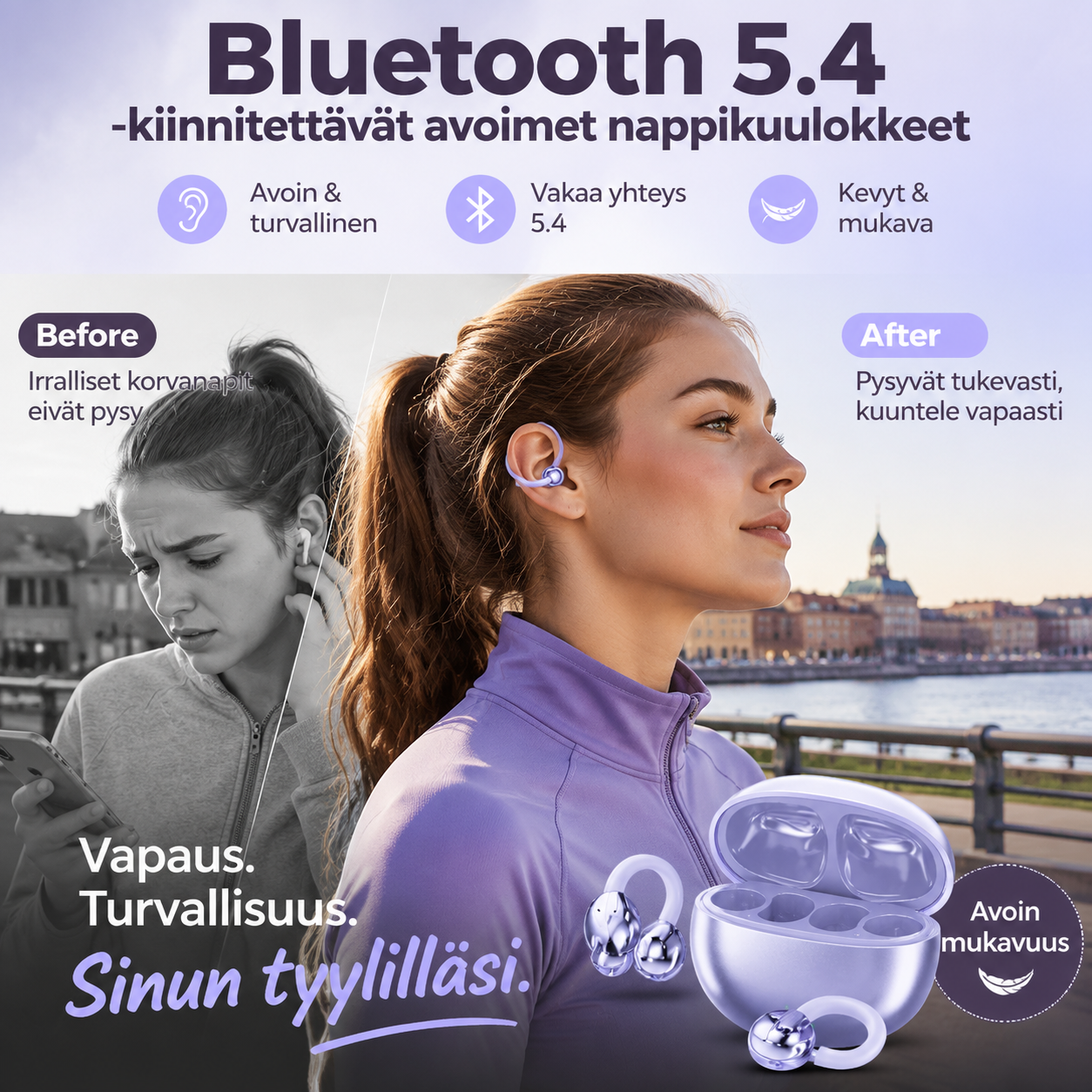 🎧 2026 Alennusmyynti — Yli 47 000 myyty!🔥Bluetooth 5.4 -kiinnitettävät avoimet nappikuulokkeet melunvaimennuksella – AI-melunvaimennus 🎶