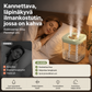 Kannettava, läpinäkyvä ilmankostutin, jossa on kahva