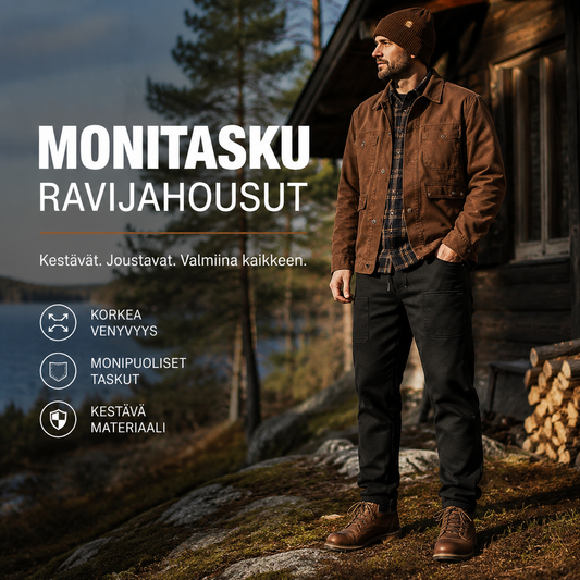 🥰 MultiPants – Kestävät monitaskuravijahousut, joissa korkea venyvyys
