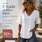 Naisten V-kaula-aukkoinen vapaa-ajan lyhythihainen paita