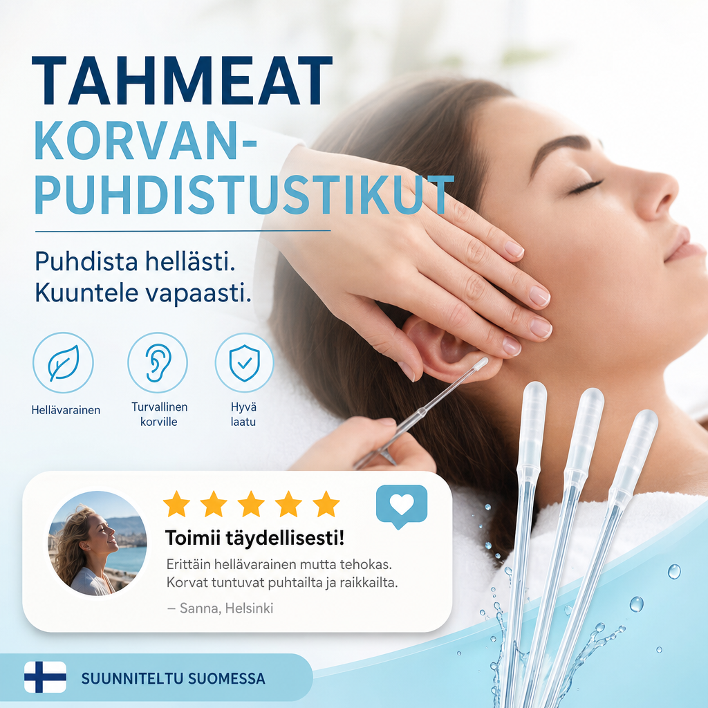 Kaksinkertaisesti tehokkaat, tahmeat korvanpuhdistustikut