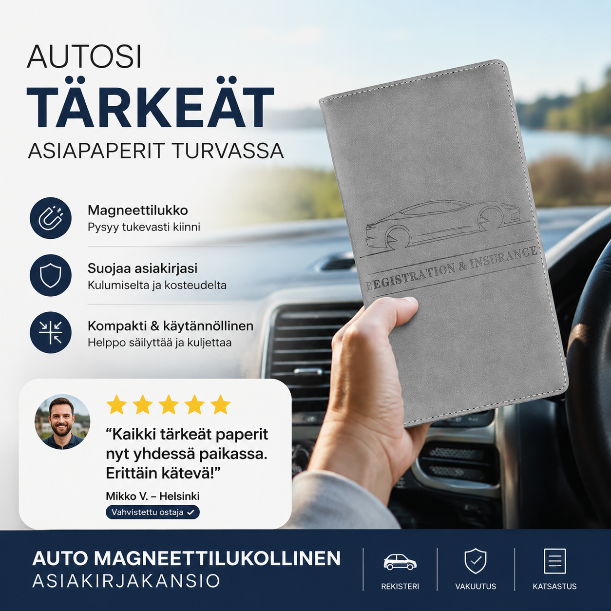 📢📢50 %:n alennus!! ⏰Auton magneettikiinnitteinen tärkeiden asiakirjojen säilytyskotelo