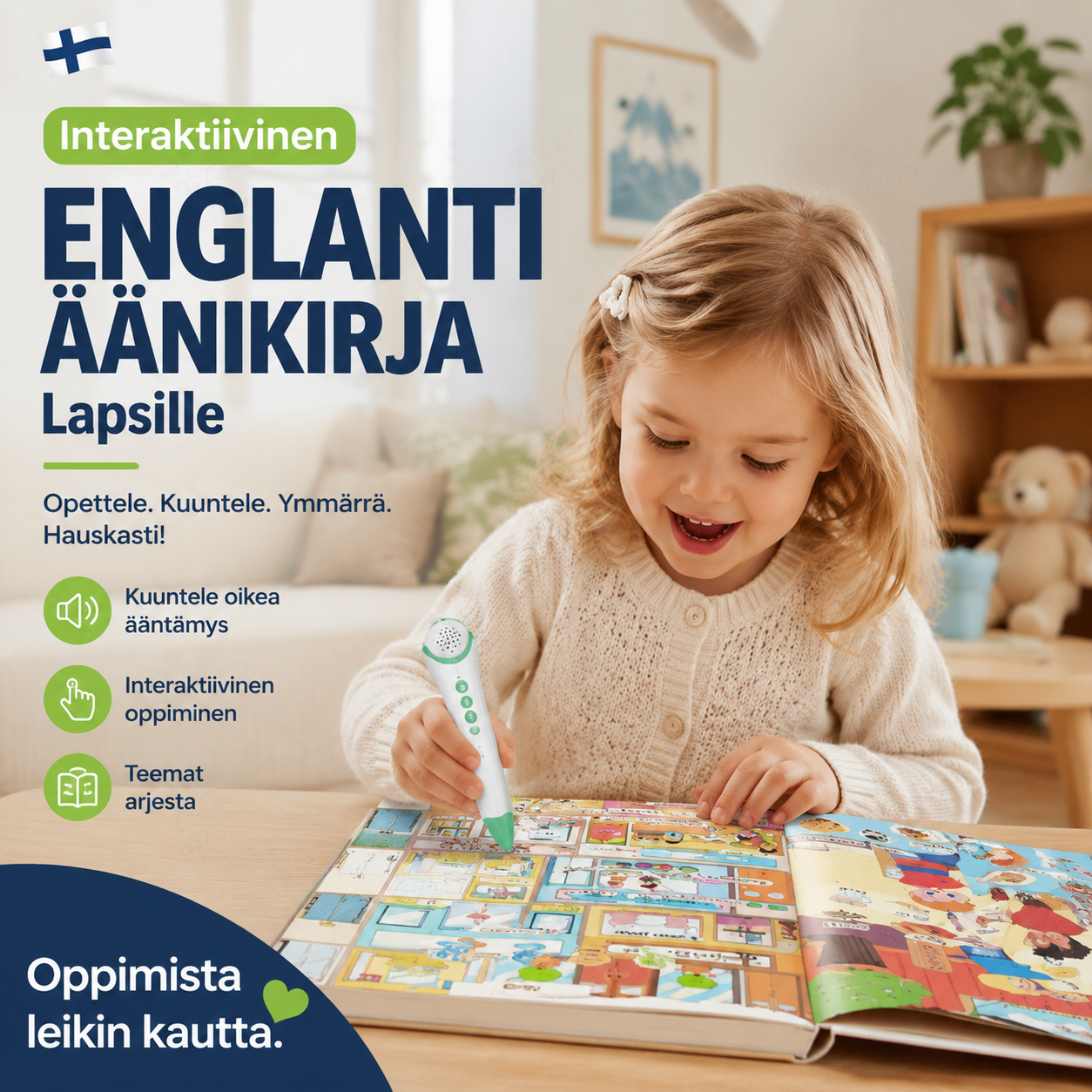 Interaktiivinen englannin oppimisen äänikirja lapsille