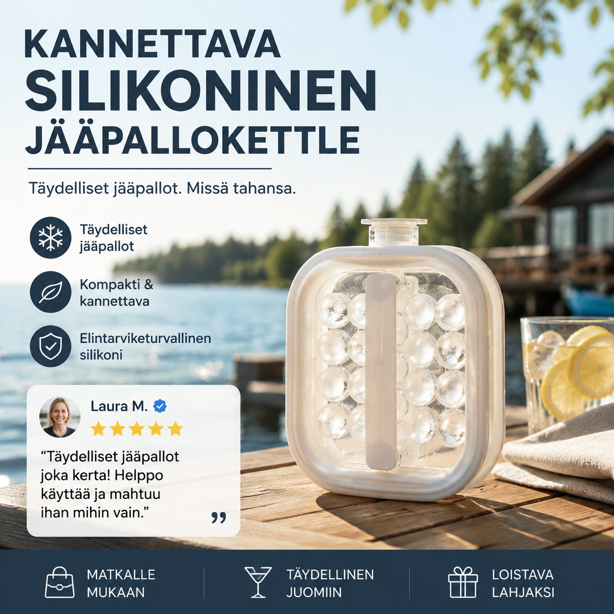 Kannettava silikoninen jääpallojen valmistuskattila