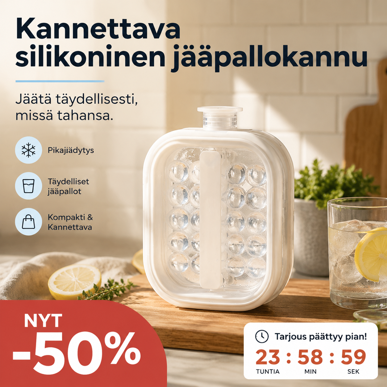 Kannettava silikoninen jääpallojen valmistuskattila
