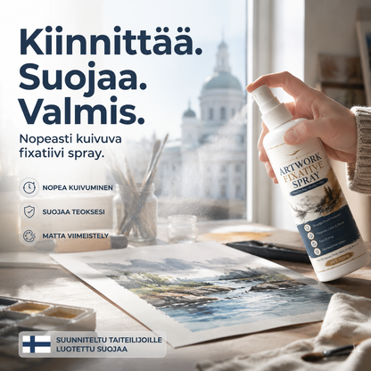 🥳2026:N SUOSITUIN TUOTE🥳💞YLI 50 000 KAPPALETTA MYYTY!🎨🖌️ 50 % ALENNUS! Nopeasti kuivuva kiinnityssuihke – Estää hiili- ja pastellivärien tahriintumisen. Erittäin hieno sumu, ei tipu. Mattapintainen, värit säilyvät alkuperäisinä! 🛡️✨