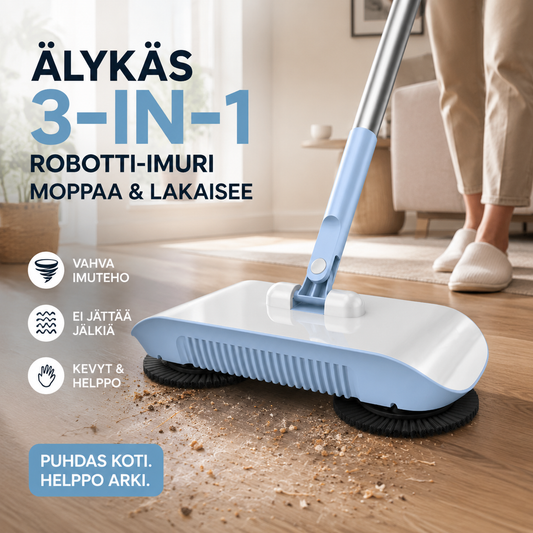 Älykäs robottipölynimuri, jossa on moppi ja harja