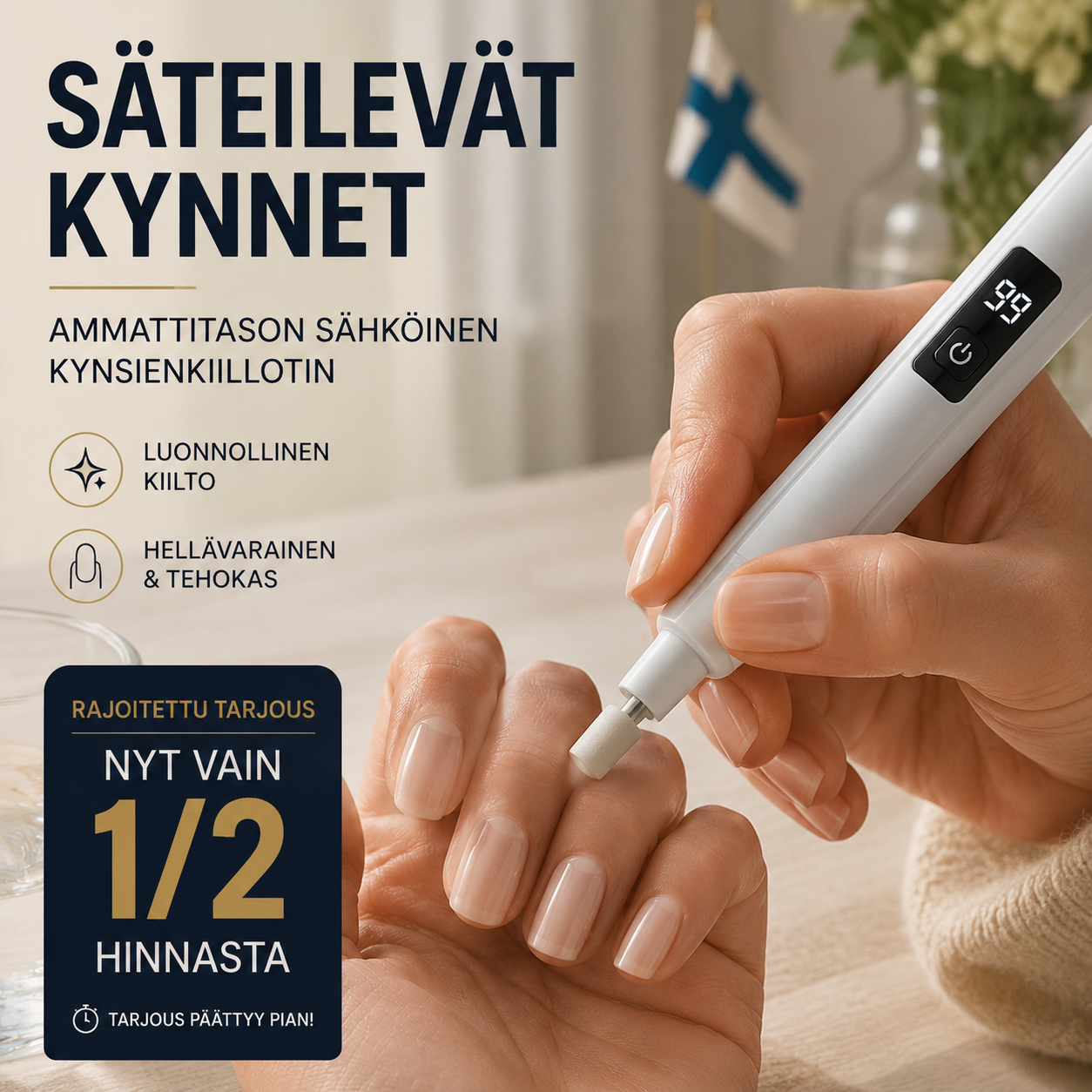 💎 RAJOITETUN AJAN 50 %:N ALENNUS! ✨Ammattitason sähköinen kynsienkiillotin