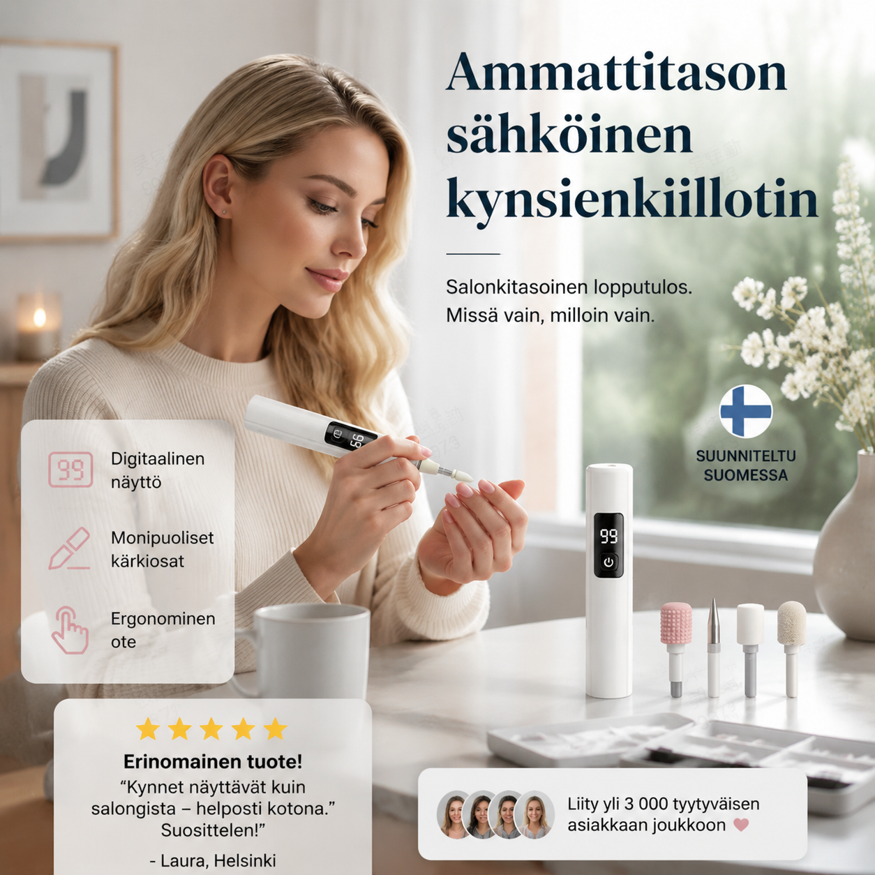 💎 RAJOITETUN AJAN 50 %:N ALENNUS! ✨Ammattitason sähköinen kynsienkiillotin