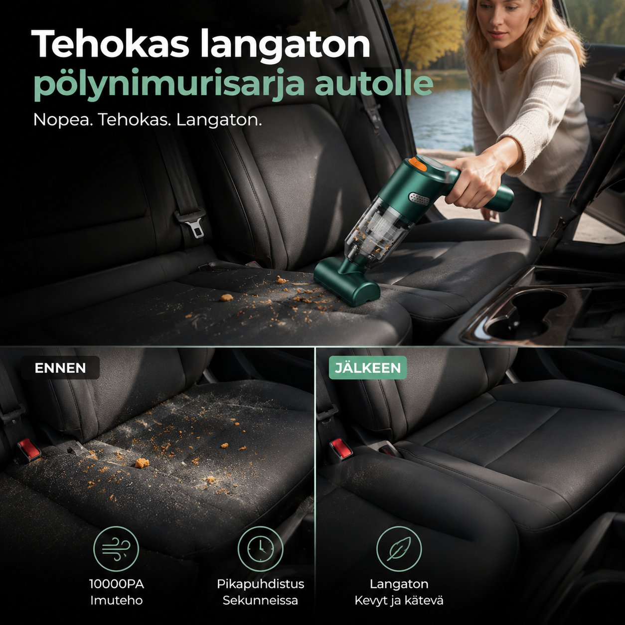 🔥🔋Tehokas langaton pölynimurisarja autolle💨
