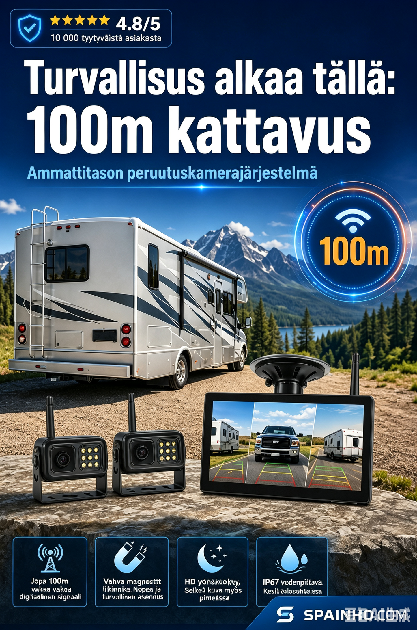 🔥🎁 UUSI 60% ALENNUS 🔥 Langaton peruutuskamerajärjestelmä 1080p HD -laadulla