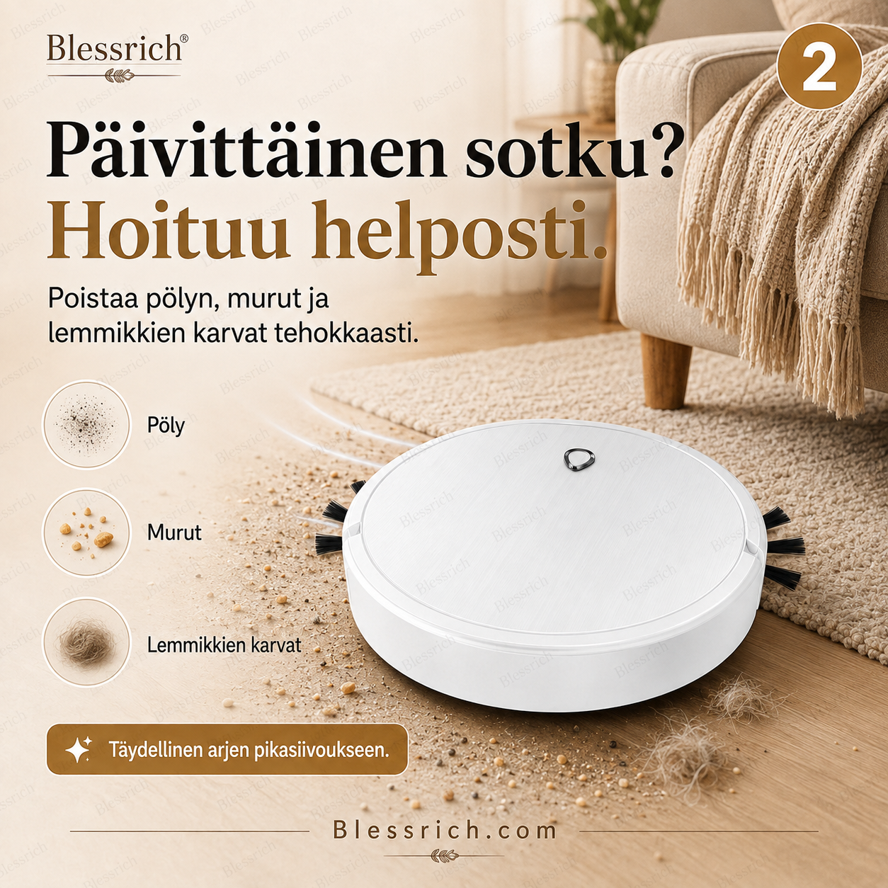 SmartSweep™ 3-in-1 -robottisiivooja – kompakti siivousapuri jokapäiväiseen käyttöön!