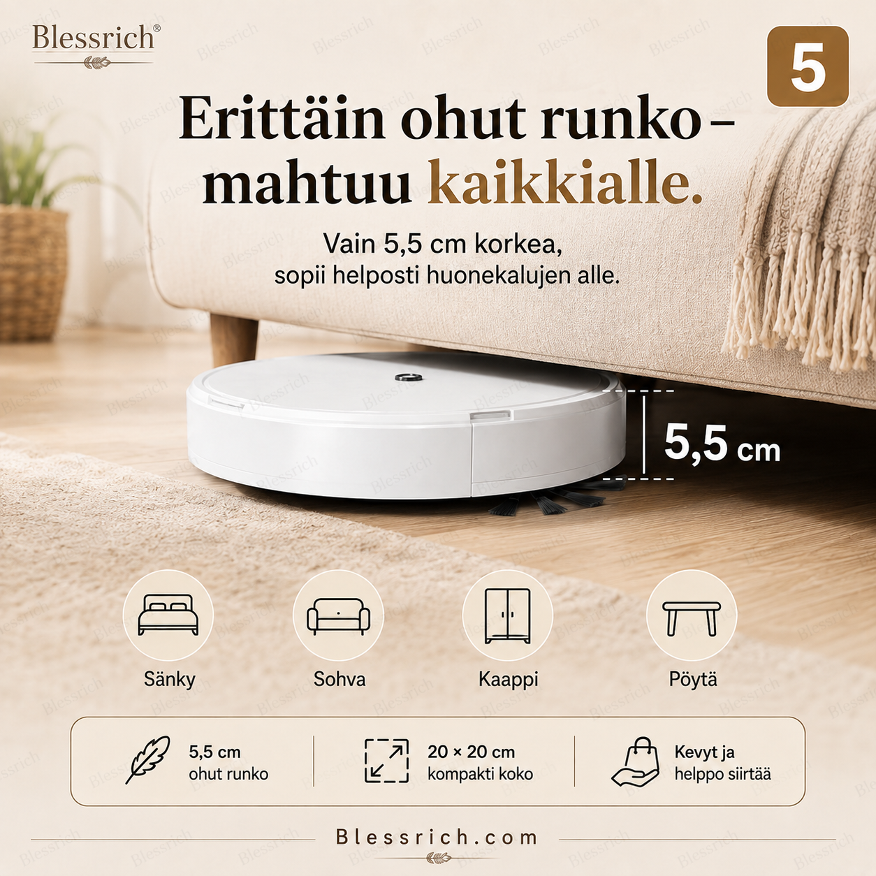 SmartSweep™ 3-in-1 -robottisiivooja – kompakti siivousapuri jokapäiväiseen käyttöön!