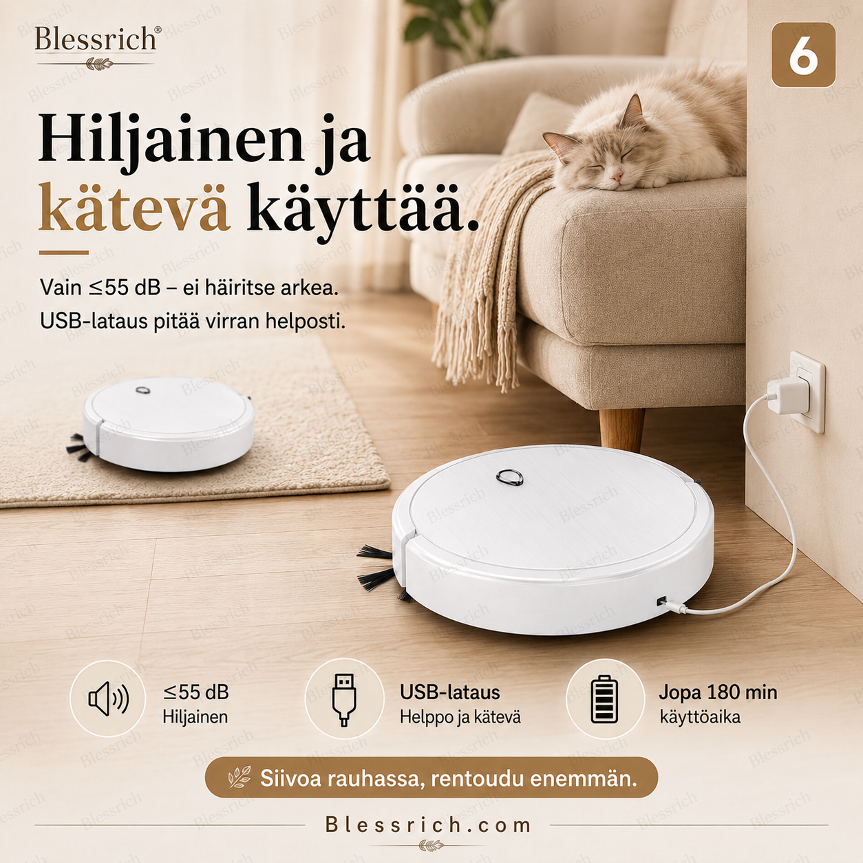 SmartSweep™ 3-in-1 -robottisiivooja – kompakti siivousapuri jokapäiväiseen käyttöön!