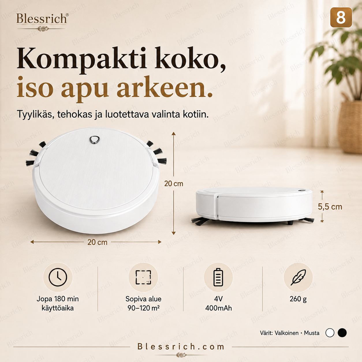 SmartSweep™ 3-in-1 -robottisiivooja – kompakti siivousapuri jokapäiväiseen käyttöön!