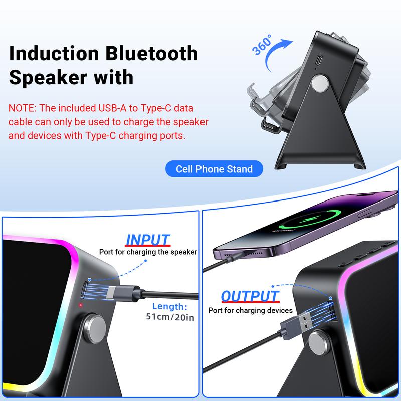 🔥Rajoitettu 50 %:n alennus!🔥 5-in-1 langaton Bluetooth-kaiutin induktio-ominaisuudella ja säädettävällä matkapuhelintelineellä