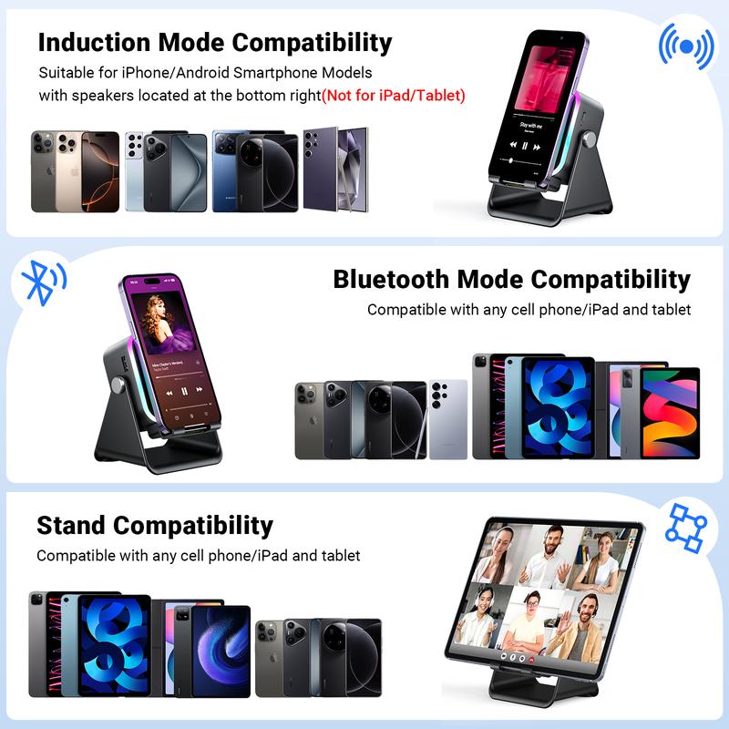 🔥Rajoitettu 50 %:n alennus!🔥 5-in-1 langaton Bluetooth-kaiutin induktio-ominaisuudella ja säädettävällä matkapuhelintelineellä