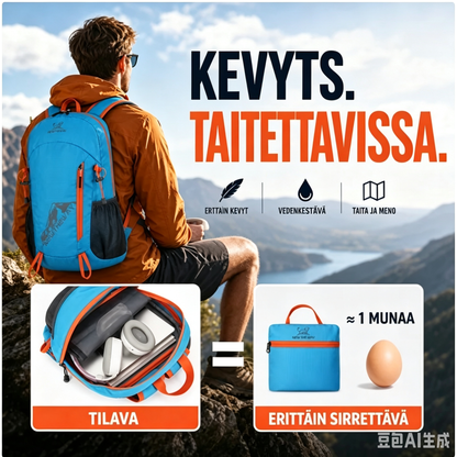 🔥🎁 2+1 ILMAISEKSI!!🥳 💞 YLI 50 000 KAPPALETTA MYYTY! ⚡🎒 Taitettava, vedenpitävä retkeilyreppu