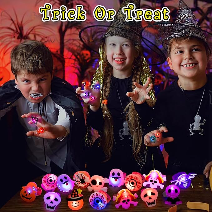🎁 LED-Valo Halloween Sormus 😍 - 50 kpl setti