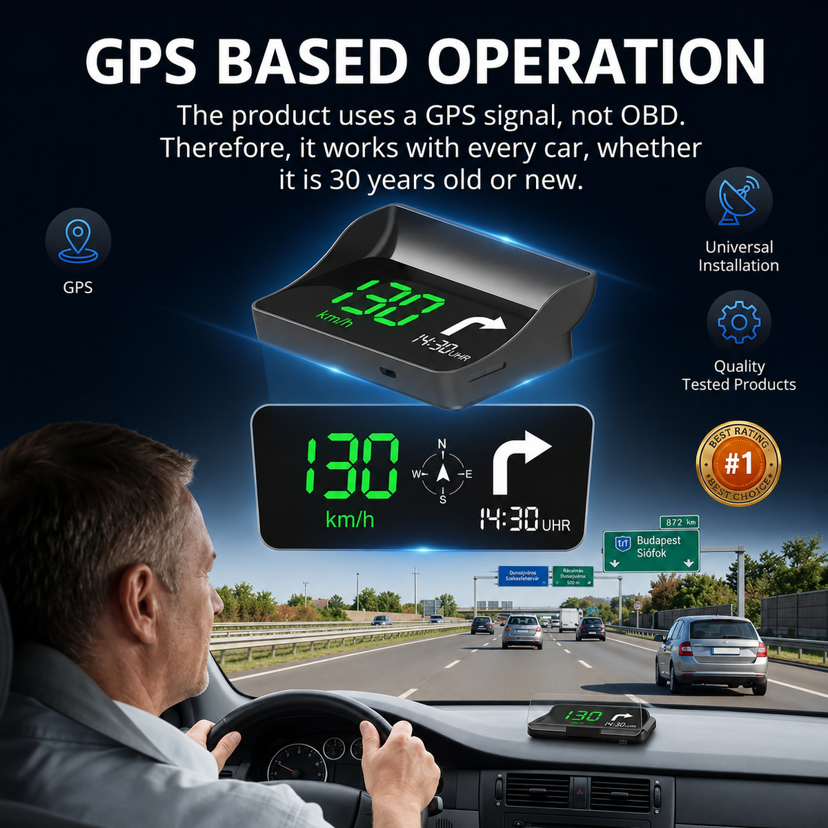 🚗 Head-Up-näyttö GPS-digitaalinopeusmittari – nopeus ja navigointi suoraan tuulilasissa! 50% alennus – tilaa nyt!