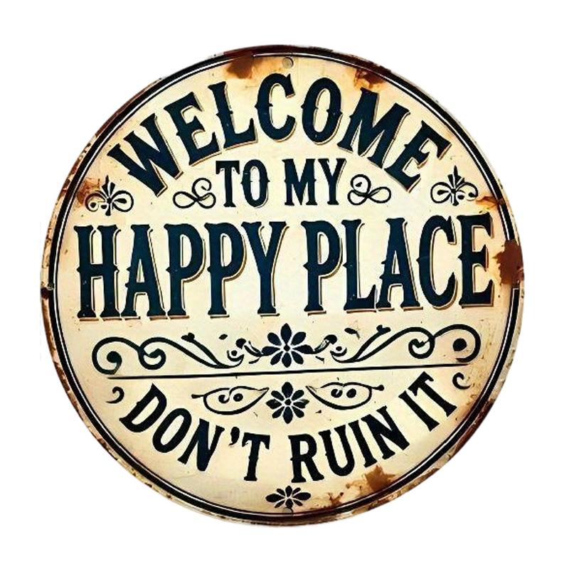 📢📢VIIMEINEN ALENNUSPÄIVÄ 50 % ALENNUS✨Happy Place – Vintage-tyylinen metallikyltti