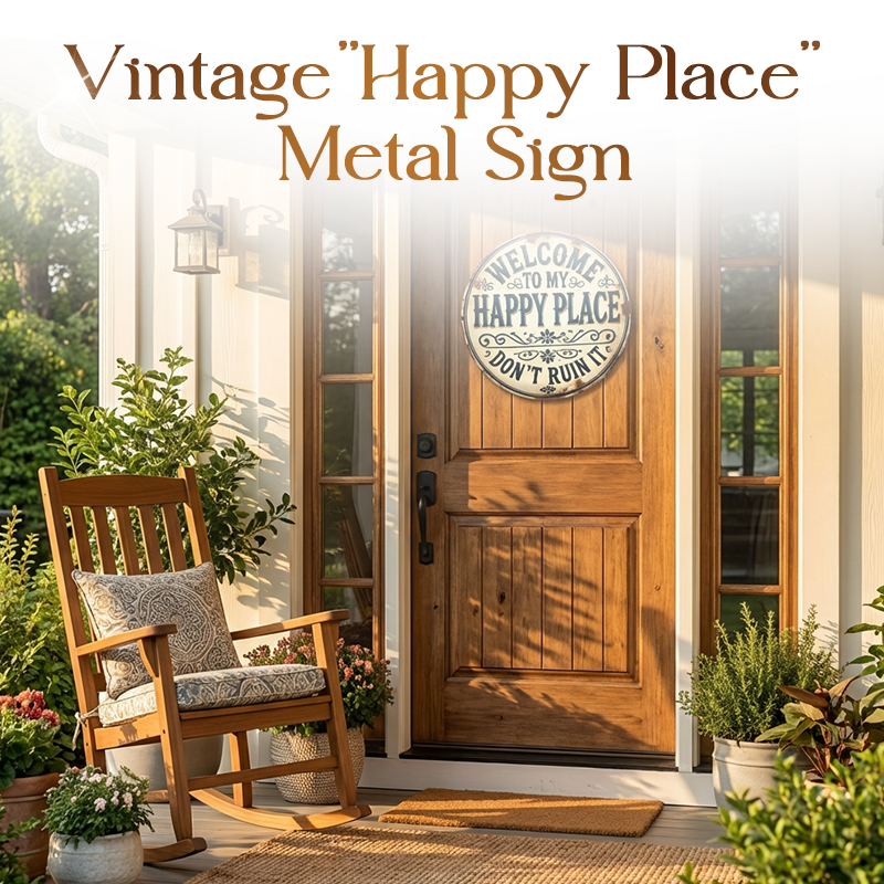 📢📢VIIMEINEN ALENNUSPÄIVÄ 50 % ALENNUS✨Happy Place – Vintage-tyylinen metallikyltti