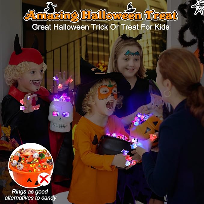 🎁 LED-Valo Halloween Sormus 😍 - 50 kpl setti