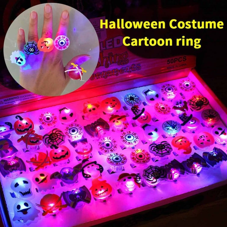 🎁 LED-Valo Halloween Sormus 😍 - 50 kpl setti