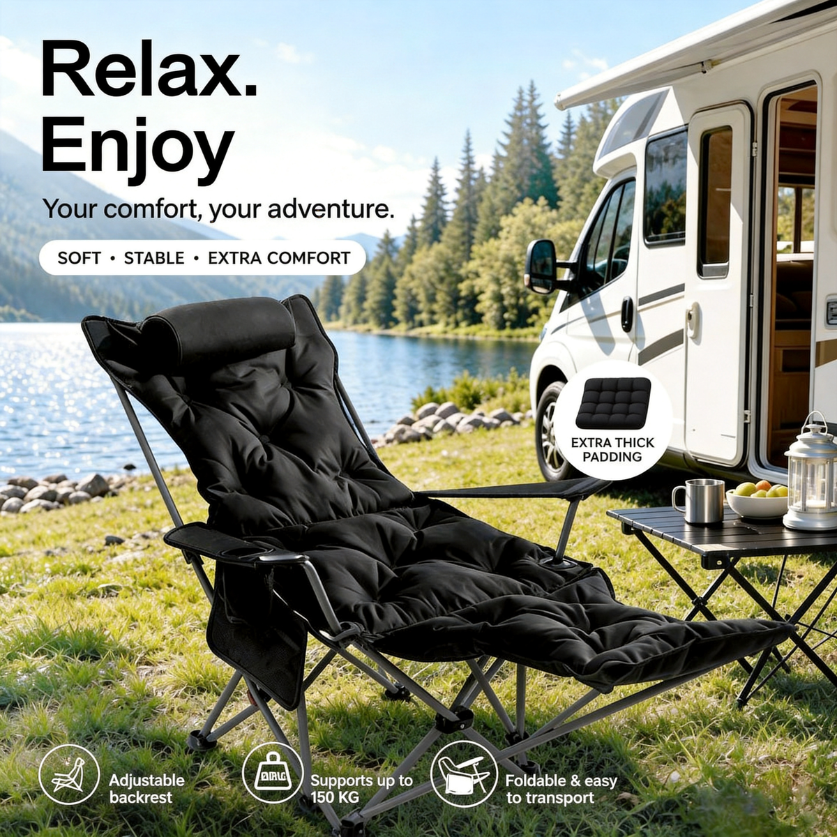 🏆 RAJOITETUN AJAN 60% ALENNUS! 🪑 Kannettava, säädettävä taittotuoli ulkokäyttöön – kevyt, tukeva ja monipuolinen! 🏕️✨