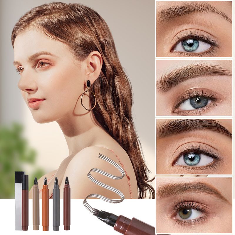 💄✨ Vesitiivis 4-in-1 Parta- & Kulmakarva-kynä – Pitkäkestoinen & Tahraton