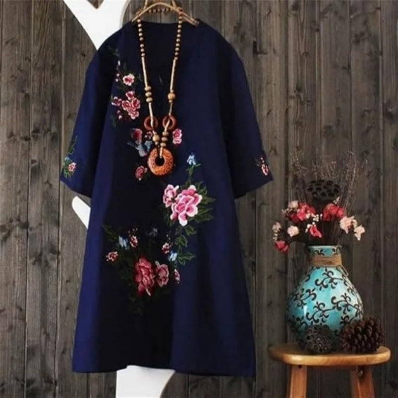 🌸Kevään erikoisuudet💐 Naisten V-kaula-aukkoinen kukkatuloste löysä mekko