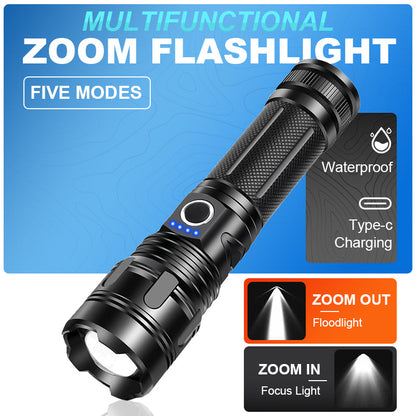 ⚡50 % alennus🔦 Huippuluokan ulkoilutaskulamppu – zoomaus, varavirtalähde ja vedenkestävä! ⚡