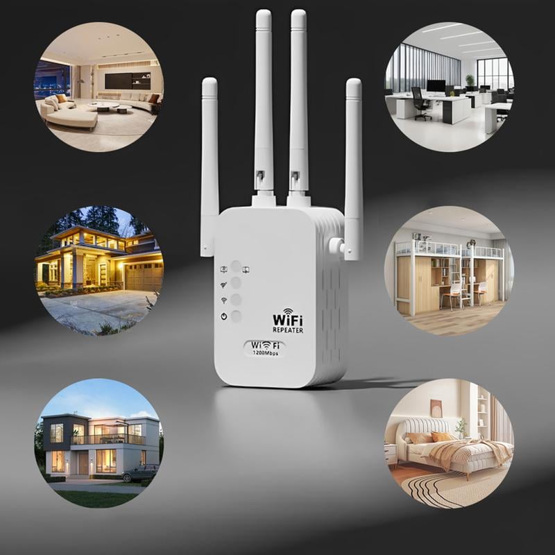 🔥2025 Hot Seller🎁 1200Mbps kaksikaistainen (5GHz/2,4GHz) WiFi-signaalin vahvistin kattaa jopa 930 neliömetriä Tukee 50 laitteen samanaikaista yhteyttä