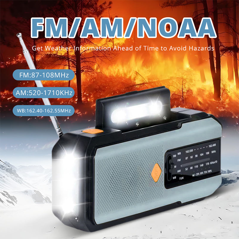 Aurinkokäyttöinen käsikäyttöinen hätäradio