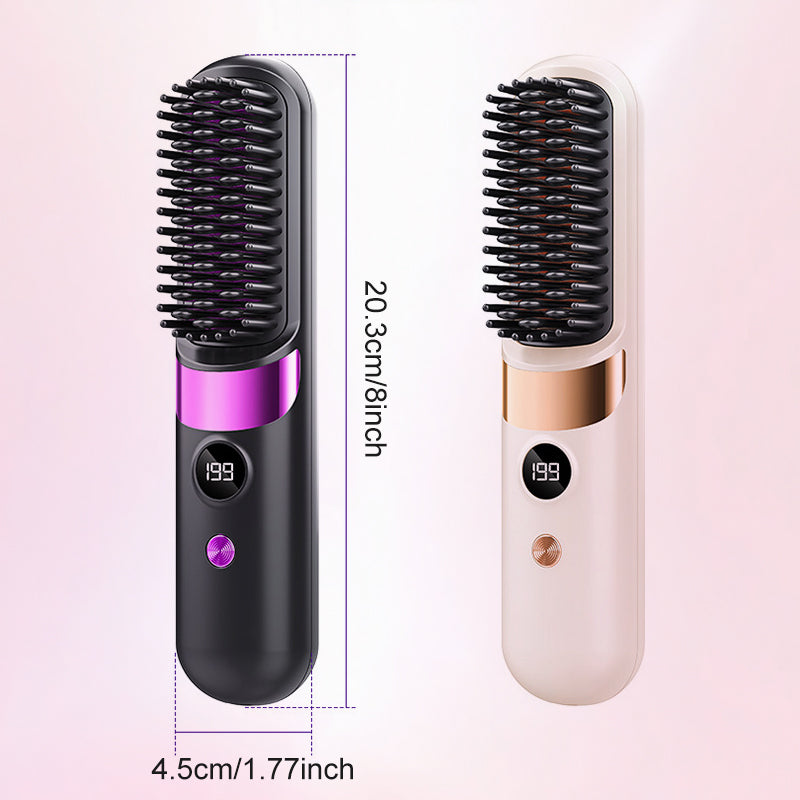 💇‍♀️🔥 3-in-1 Langaton Hiustensuoristusharja – Suorista, Kiharru & Selvitä – USB-C Ladattava, 4 Lämpöasetusta – Täydellinen Hiustyyli Missä Tahansa! ✨