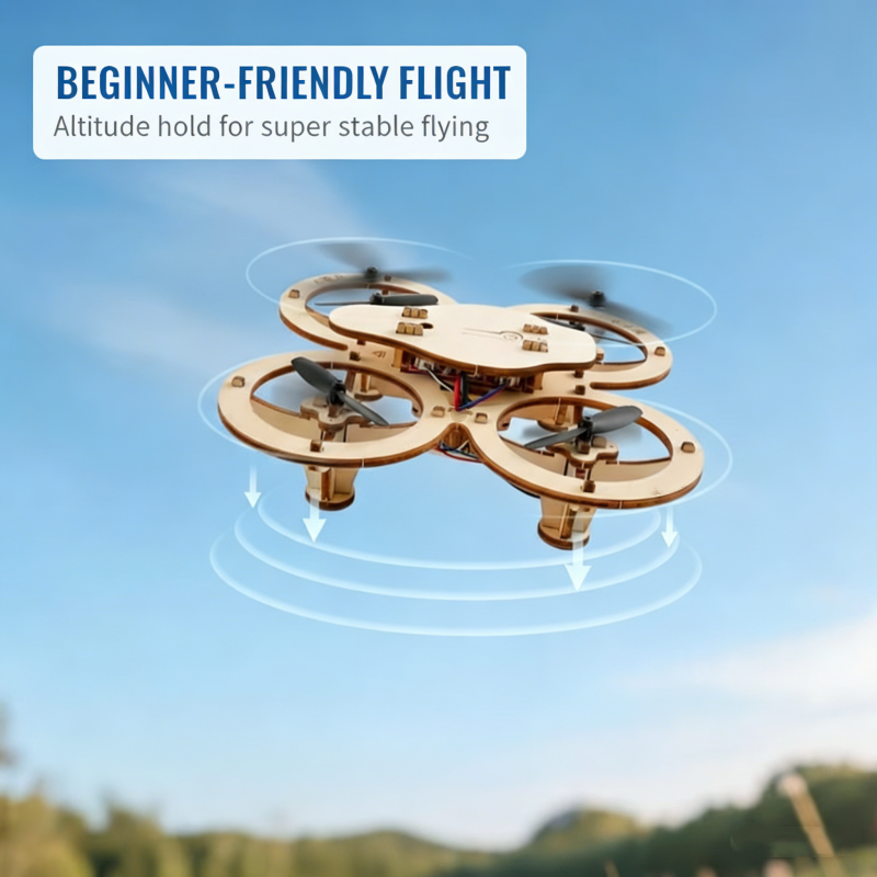 ✈️ 60 %:N ALENNUS! Lasten DIY-puudronerakennussarja – korkeudenpito, vakaa kaukosäädin ja parannettu turvallisuus! 🎁🚁
