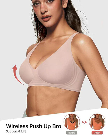 🍃 Kesäkuumaa alea -50% ⏰ Deep V -syväkaula push-up -rintaliivit ilman lankaa, saumaton hyytelörintaliivit