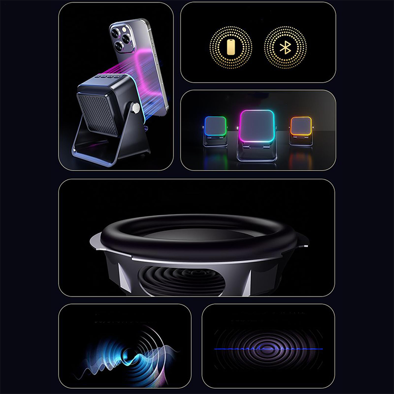 🔥Rajoitettu 50 %:n alennus!🔥 5-in-1 langaton Bluetooth-kaiutin induktio-ominaisuudella ja säädettävällä matkapuhelintelineellä