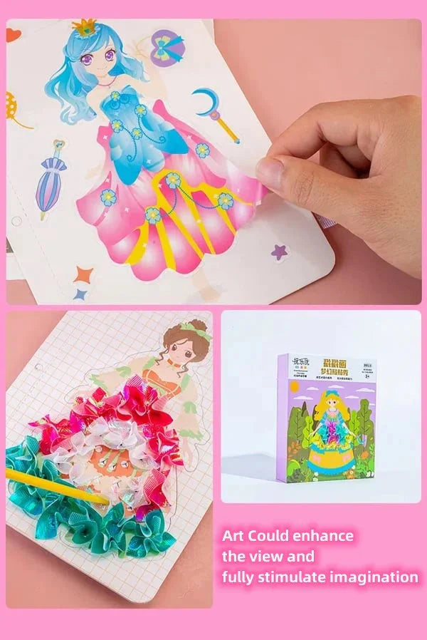 Käsin piirretty luova piirustuskirja tarroilla