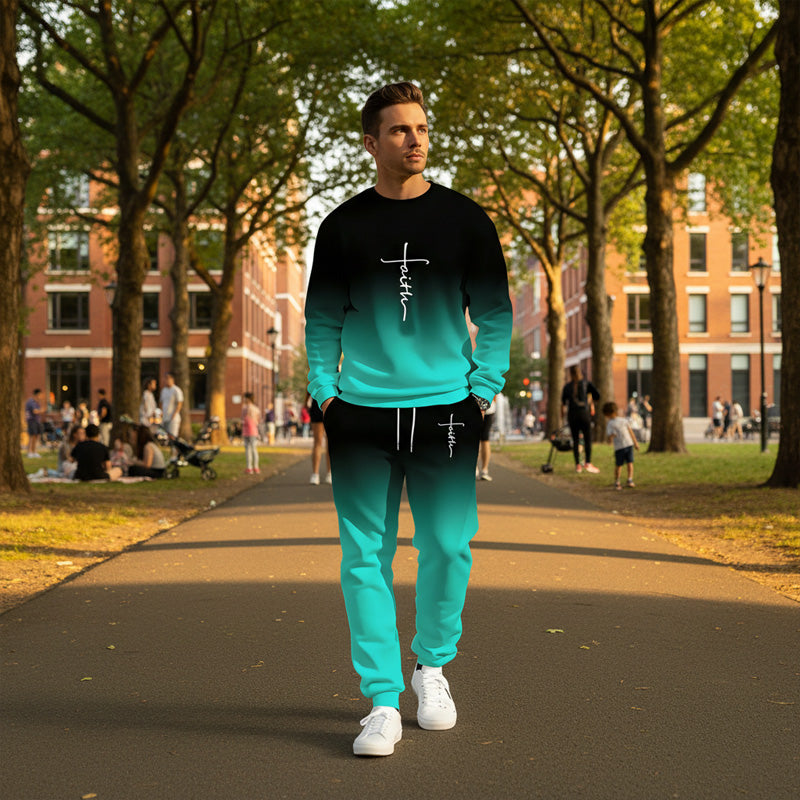 💎 60 % ALENNUS! 💎 Miesten Gradient Crewneck -verkkarit – pehmeät, hengittävät ja kevyet kuntosalille tai vapaa-aikaan 🌈👕