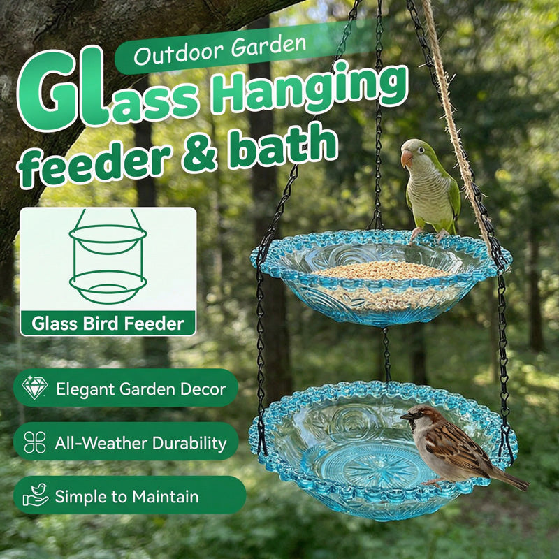 🐦 50 % ALENNUS! ⏳ Vintage-tyylinen riippuva ruokinta- ja juottopaikka – 2-in-1-malli, säänkestävä ja täydellinen puutarhaan 🌿