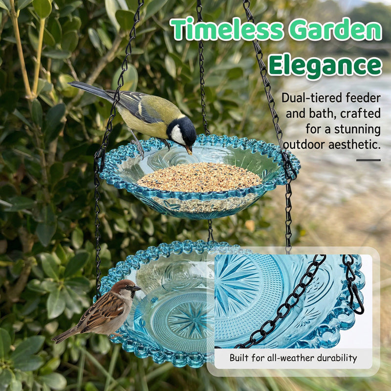 🐦 50 % ALENNUS! ⏳ Vintage-tyylinen riippuva ruokinta- ja juottopaikka – 2-in-1-malli, säänkestävä ja täydellinen puutarhaan 🌿