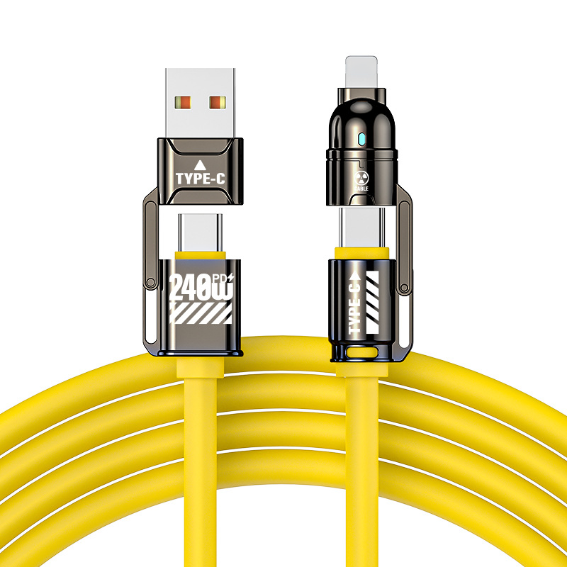 🔌-50% NYT! Tehokas 4-in-1-pikalatausjohto, 240W PD -moniliitäntälatausjohto, USB-A/USB-C–Type-C/Lightning, yleispikalatausjohto puhelimille ja kannettaville tietokoneille
