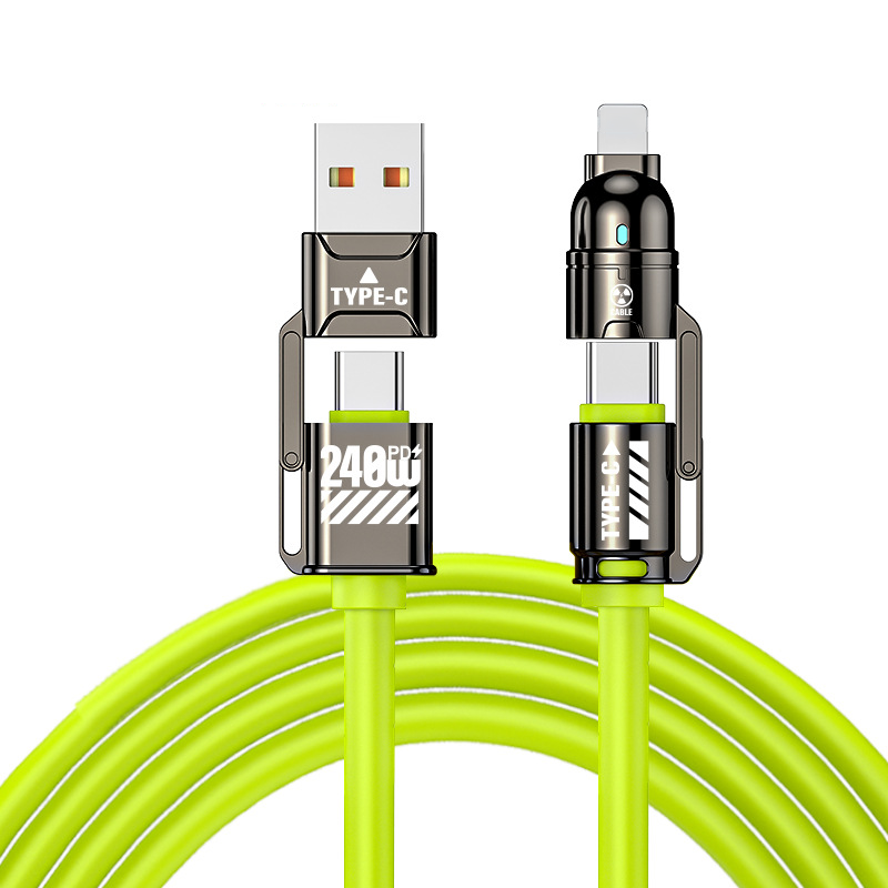 🔌-50% NYT! Tehokas 4-in-1-pikalatausjohto, 240W PD -moniliitäntälatausjohto, USB-A/USB-C–Type-C/Lightning, yleispikalatausjohto puhelimille ja kannettaville tietokoneille